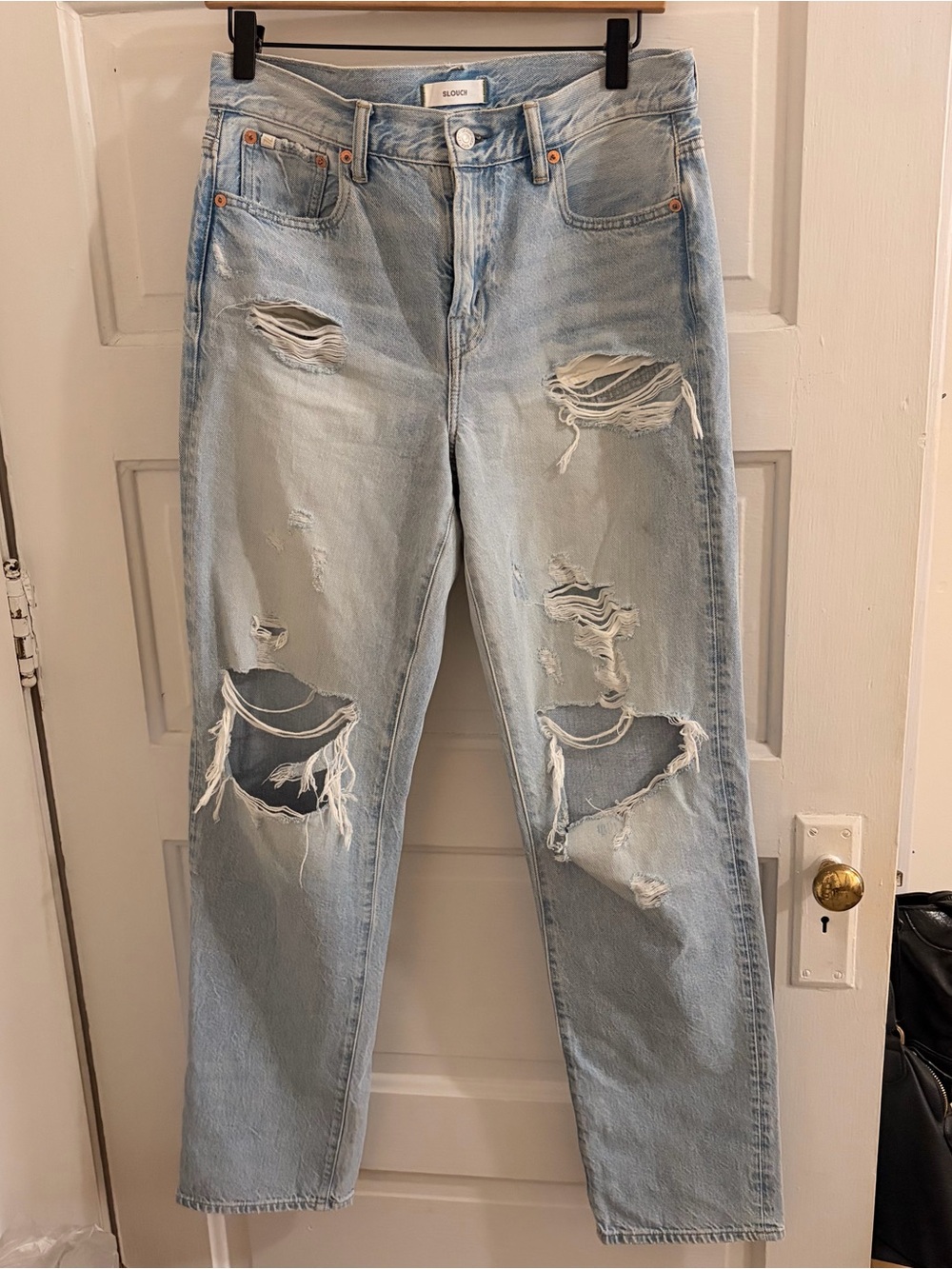 american eagle ae77 premium slouch jean light wash distressed size 2